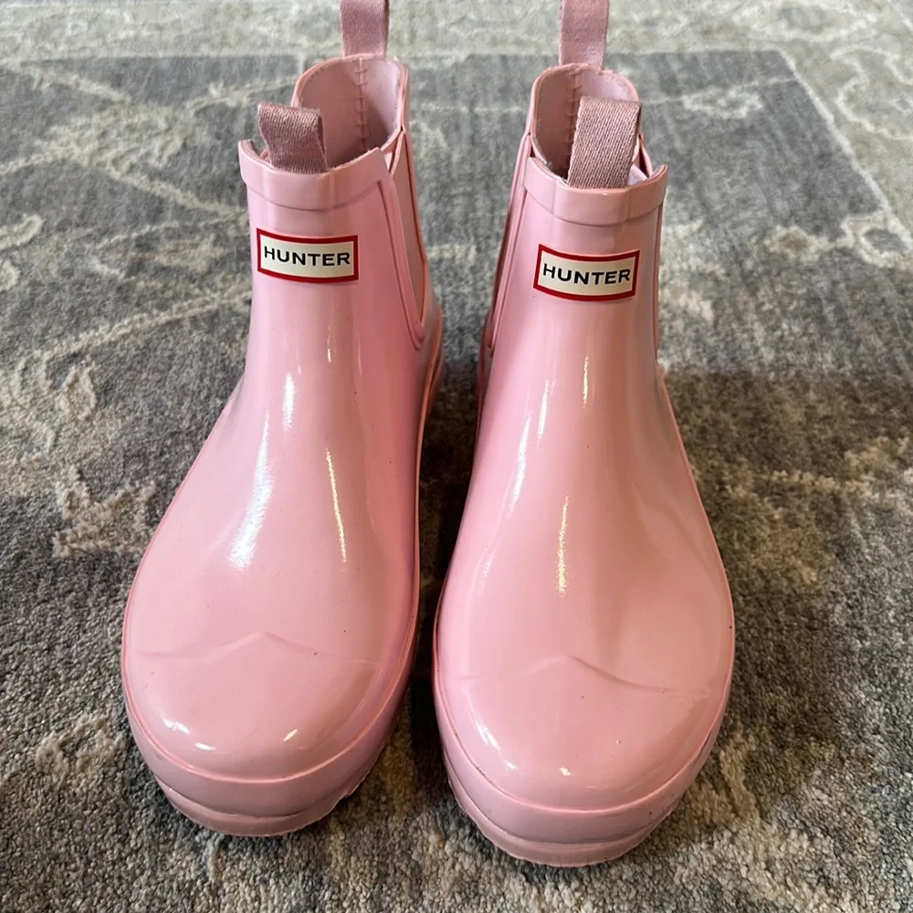 🎀HUNTER🎀 Pink Short Glossy Rain Boots 37 - Picture 1 of 9